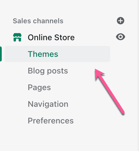 Shopify - Selecting Themes in Online store menu