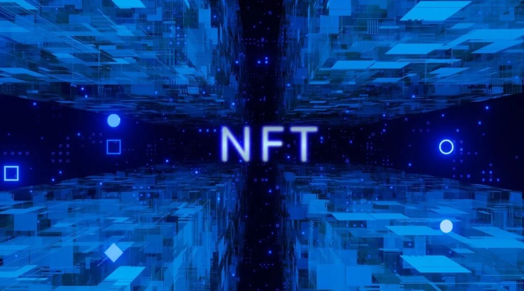 NFT with blue background. NFTs Online Courses