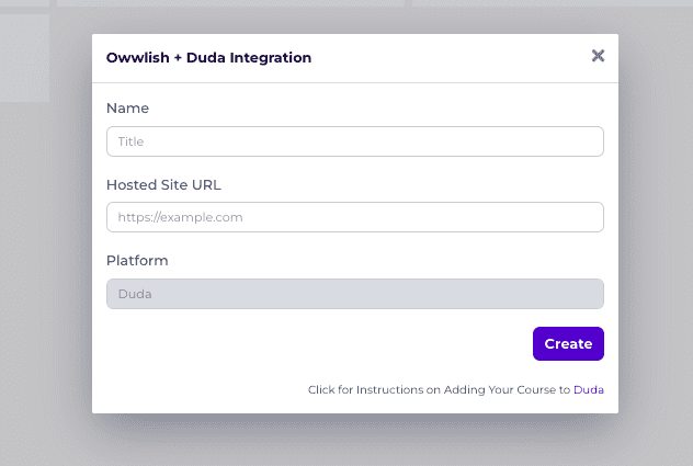 Creating Owwlish Integration with Duda