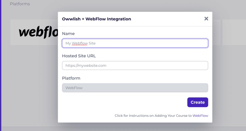 Creating Owwlish Integration with Webflow