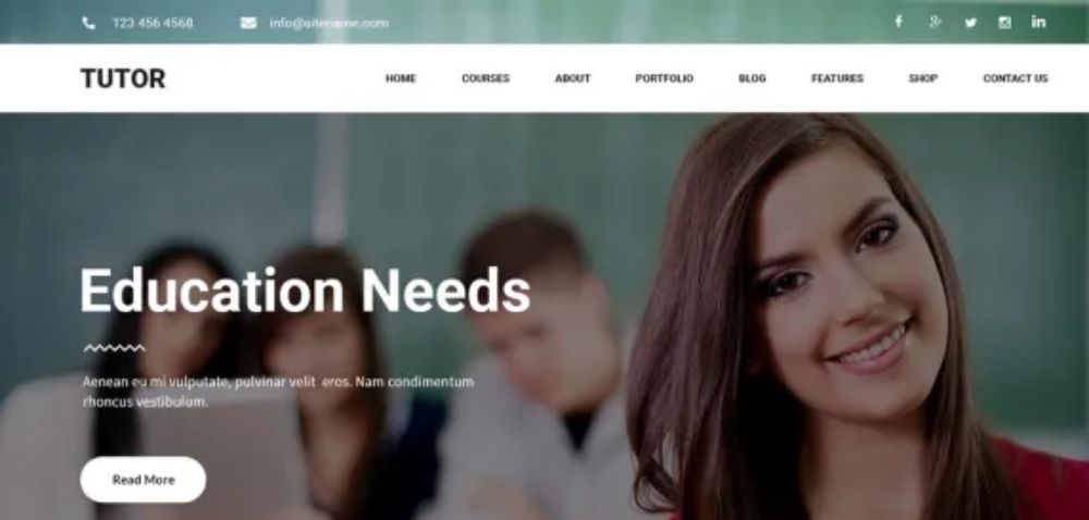 Tutor free WordPress themes for online courses