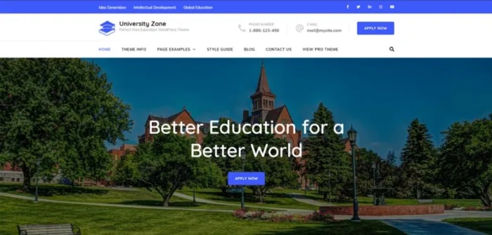 University Zone - free online course WordPress themes