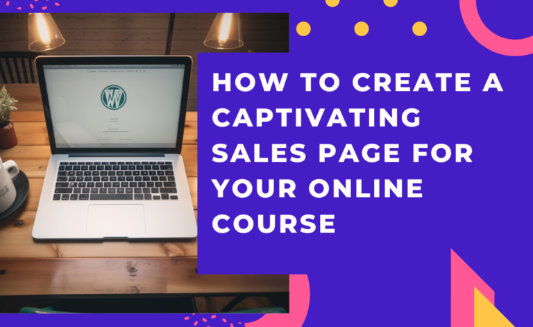 sales page for your online course